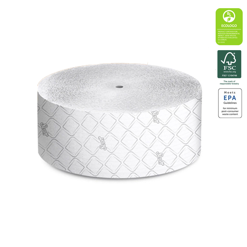 347006.jpg 07006 Scott Bathroom Tissue White 2 ply Jumbo Roll 3.66"x1150' 12/cs