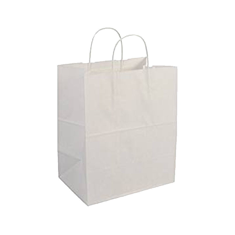 88206 Bistro Shopping Bag 60 lb. White 10"x6.75"x12" Handle Paper 250/bx.