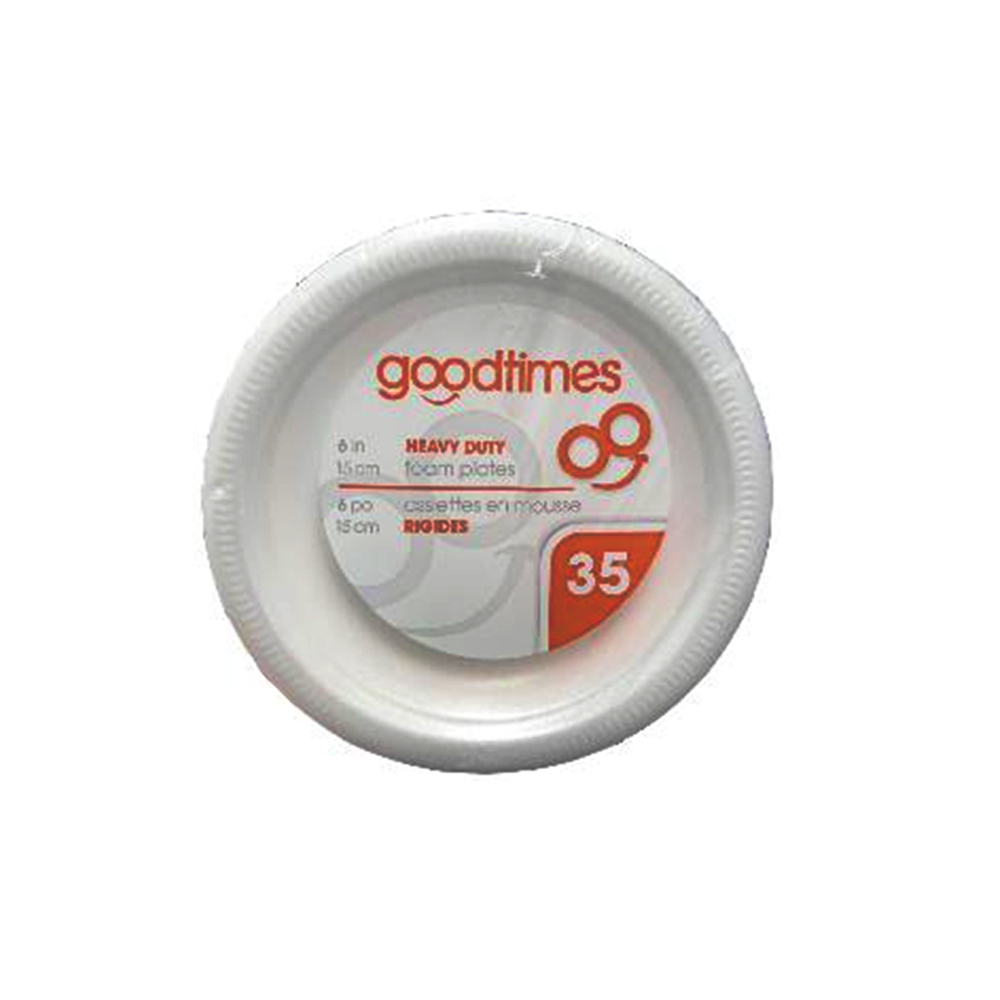 GT040 Goodtimes 6" Foam Plate Retail Pack 12/35 cs