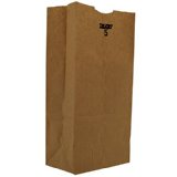18405 Grocery Bag 5 lb. Kraft Recycled Paper 500/pk. - 18405 5#  KRAFT GROCERY BAG