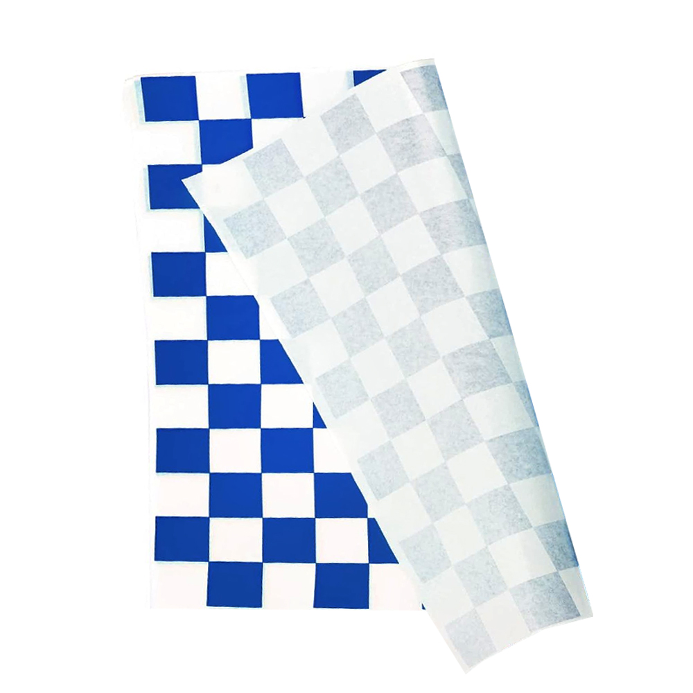 172038 Blue 9"x12" Dry Wax Gingham Wrap 1000/cs