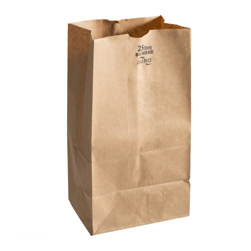 71026 Bulwark Bag (Shorty) 25 lb. Kraft Heavy Duty  Virgin Paper 400/bd. - 71026 25# BULWARK SHORTY BAG
