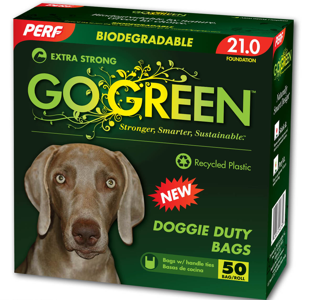 DDB50 Perf Go Green Doggie Duty Bag Green Plastic  Biodegradable 50/50 cs