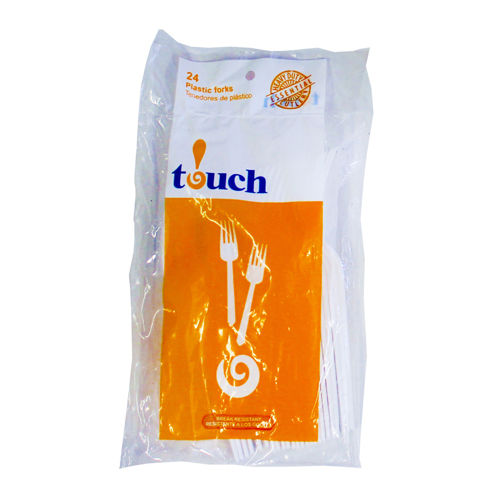 91-400U Touch Bagged Forks White Heavy Duty Plastic 24/24 cs - 91-400U WHT BAGGED PLAS. FORKS