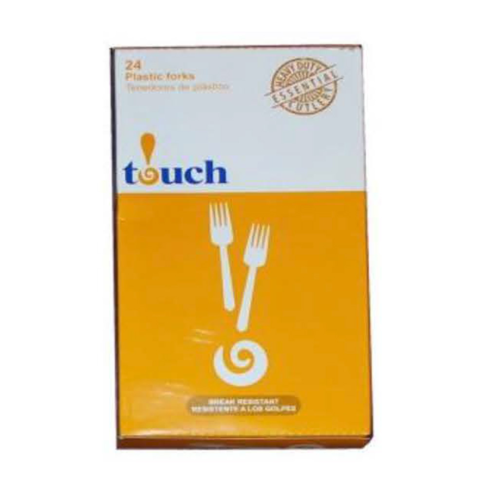 91-420U Touch Boxed Fork White Polystyrene 24/24 cs - 91-420U WHT BOXED PLAS FORKS