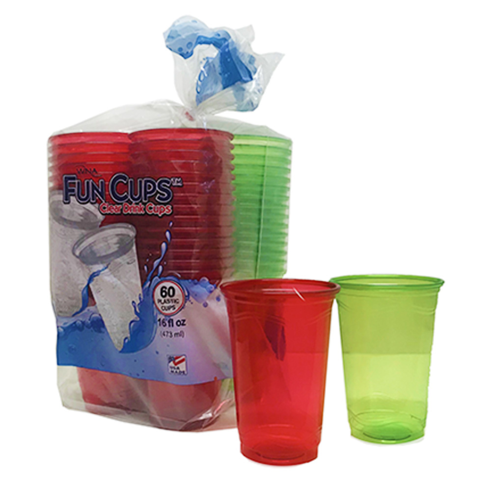 16OZ12/60 Red & Green 16 oz. Plastic Cold Cup 12/60 cs