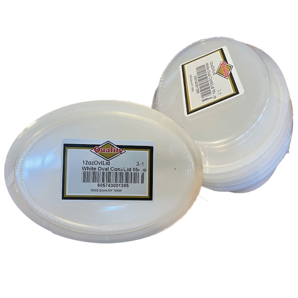 12ZOVL LID White 12 oz. Oval Microwavable         Container & Lid Combo 32/3 cs