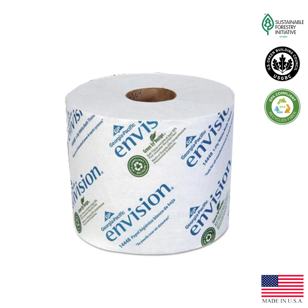 14448/01 Envision Bathroom Tissue White 1 ply  4"x4" 1500 Sheets 48/cs