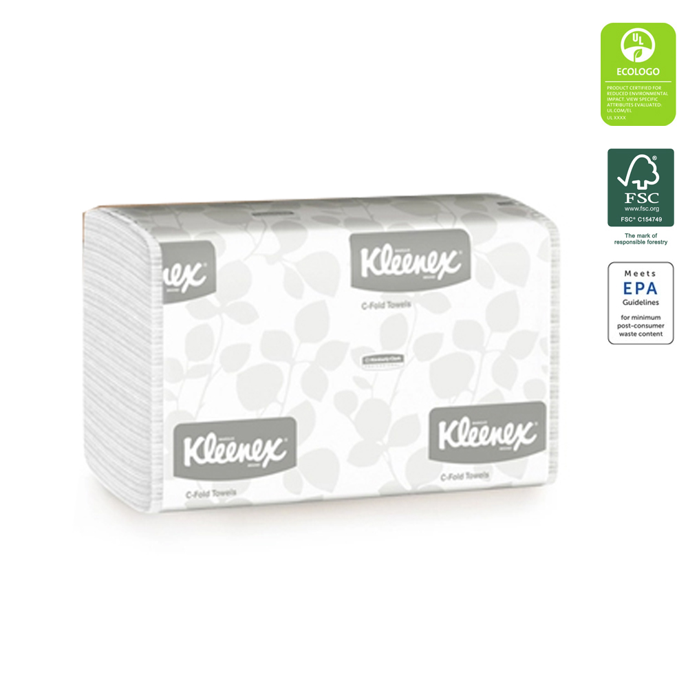 01500 Kleenex C-Fold Towel White 1 ply 10.12"x13.15" 150 Sheets 16/150 cs - 01500-KLENX WH C-FLD TWL /150