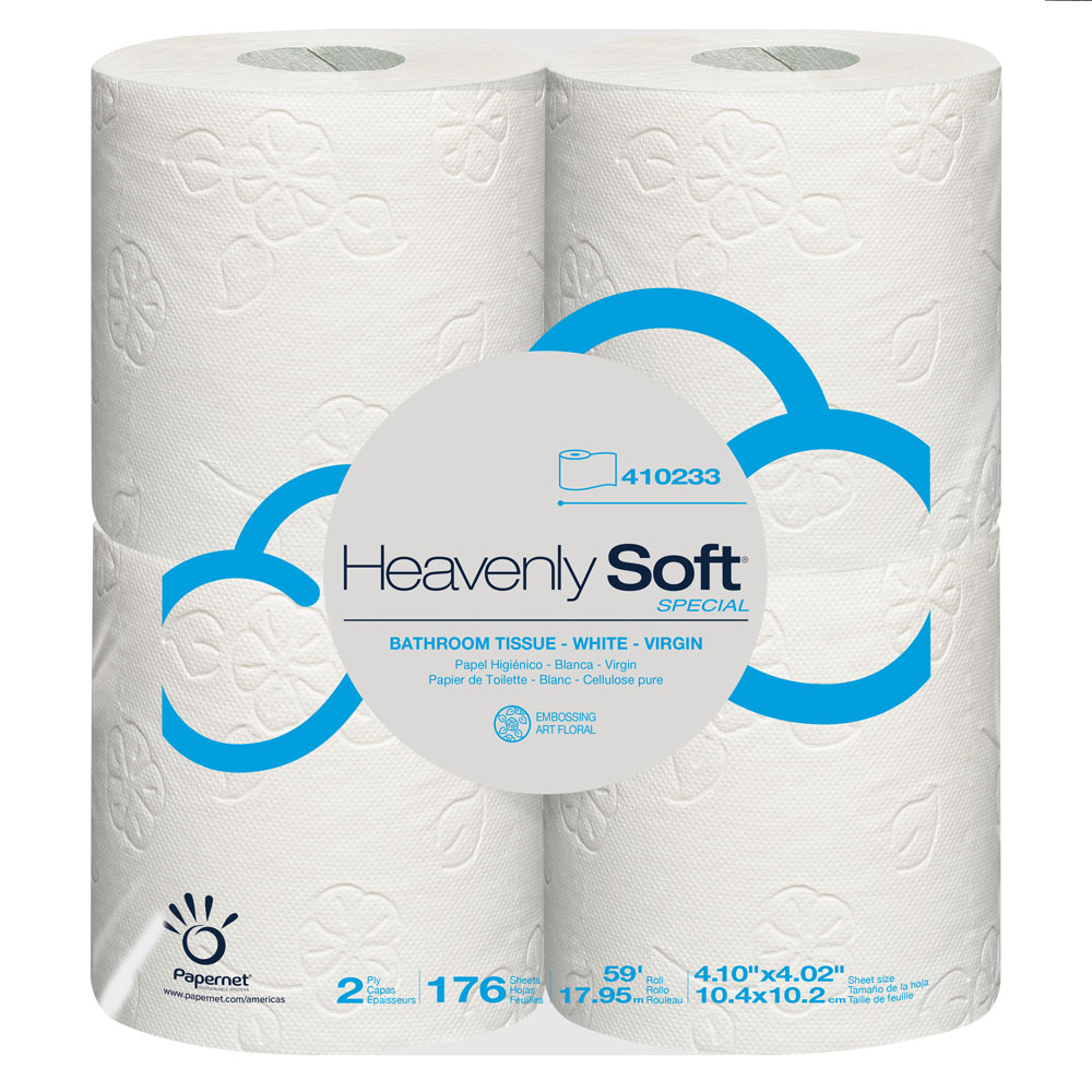410233 Heavenly Soft White Bathroom Tissue 2 ply  4 pack 176 Sheets 24/4 cs