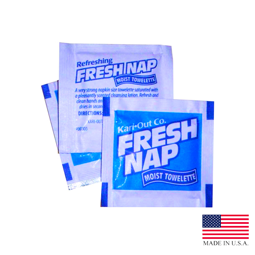 6700305 Fresh Nap 4.5"x6.25" Pre-Moistened Towelette w/Lemon Scent 1000/cs - 6700305 MOIST FRESH NAP BLUE
