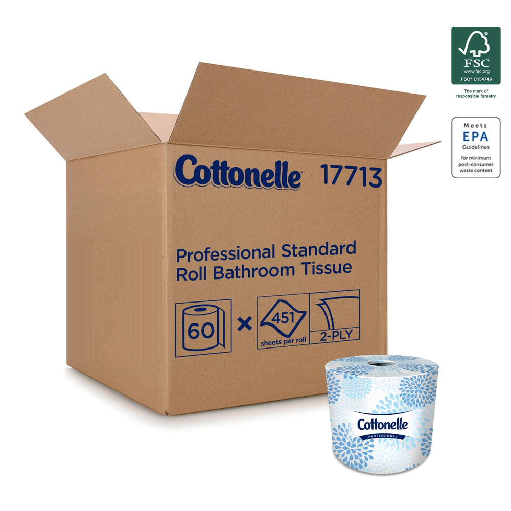 17713-01 Cottonelle Bathroom Tissue White  2 ply  Premium 4.09"x4" 451 Sheets 60/451 cs