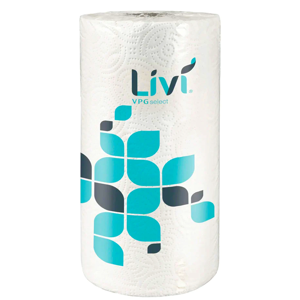 41504 Livi VPG  Select Embossed Kitchen Roll Towel White 2 ply 11"x9" 85 Sheet 30/cs
