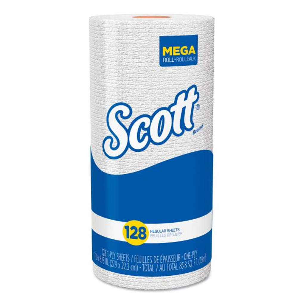 41482 Scott Kitchen Roll Towel White 1 ply  11"x8.78" 128 Sheet 20/cs - 41482 SCOTT HSHLD RL TWL /128