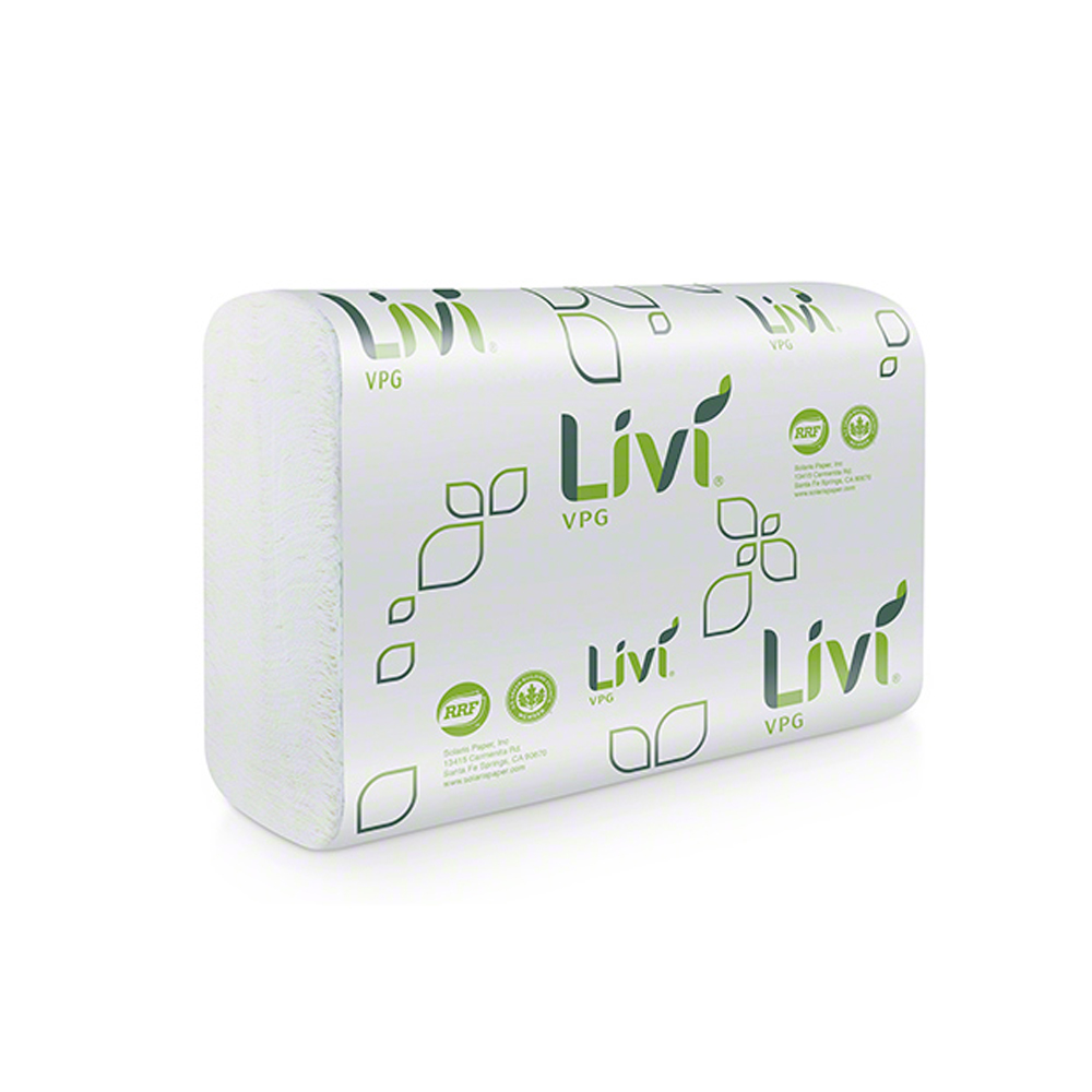 43513 Livi VPG Multi-Fold Towel White 1 ply Embossed 9.06"x9.45"  16/250 cs - 43513 LIVI WHT EMB MLTI FLDTWL