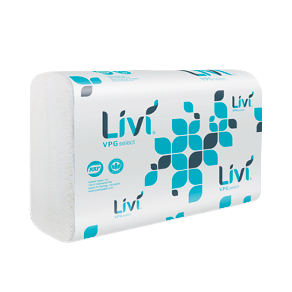 43514 Livi White 9"x9.5" 1 ply Embossed Multi-Fold Towel 250 Sheets 16/250 cs