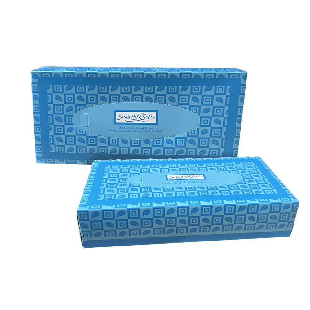 G44206 White 2 ply Facial Tissues Flat Box 100 Sheets 30/100 cs