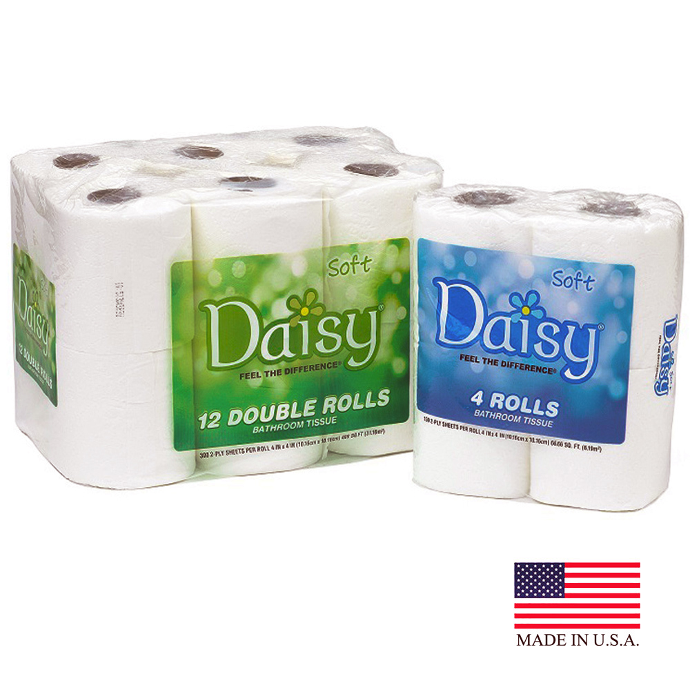 42004 Daisy Bathroom Tissue White 2 ply  4"x4" 150 Sheets 4 pk 24/4 cs - 42004 DAISY 2PL TOILET PPR24/4