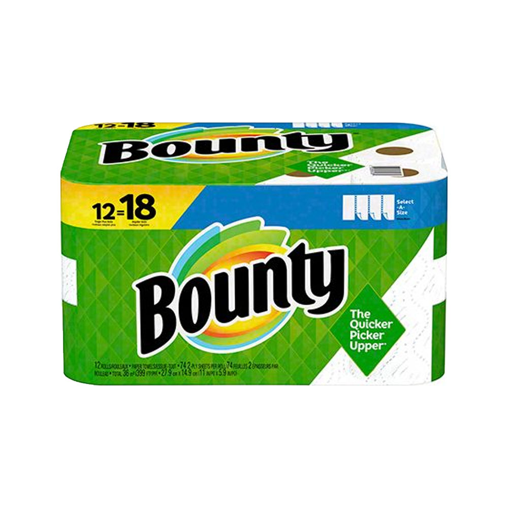655388 Bounty Kitchen Roll Towel White 2 ply Select-A-Size 11"x5.9" 12/cs - 655388 BNTY SAS SNGL+ WHT 74CT
