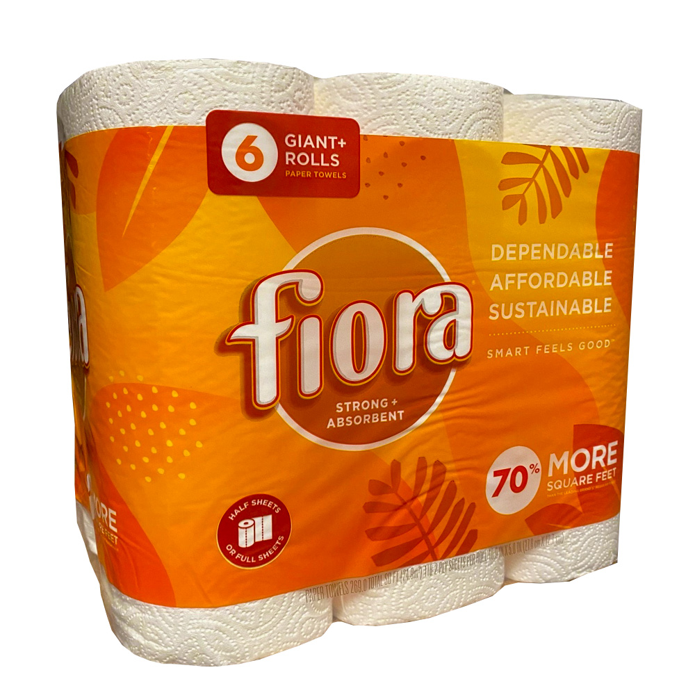 41012 Fiora 2 ply 10.9"x5.0" Strong & Absorbent   Kitchen Roll Towel 118 Sheet 6pk 4/6 cs