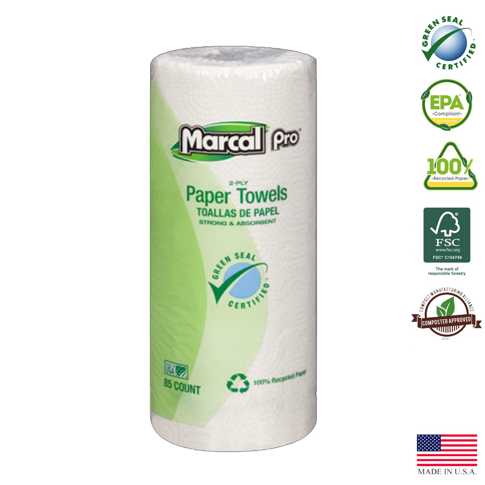 06350-12 Marcal Pro Kitchen Roll Towel White 2 ply 8"x11" 85 Sheet 30/85 cs