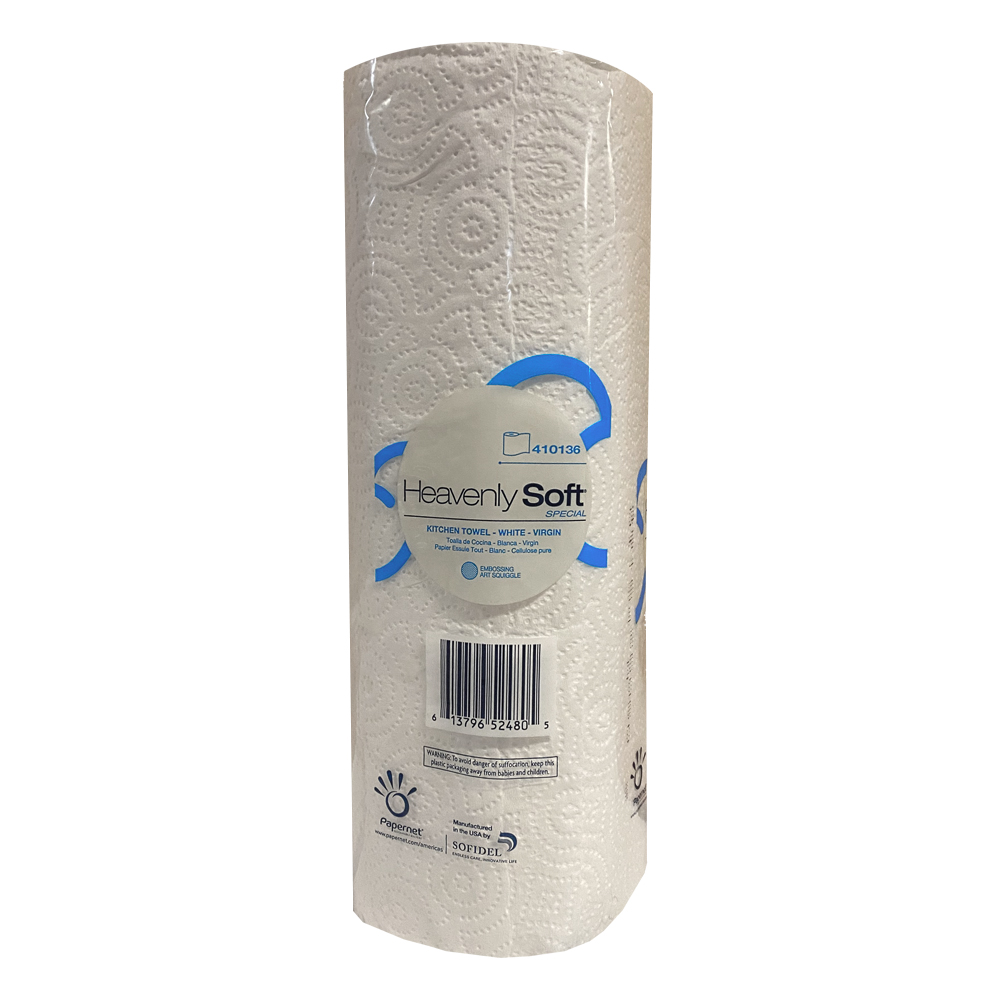 410136 Heavenly Soft Kitchen Roll Towel White 2 ply  Special 11"x7.8" 85 Sheet 30/cs - 410136 WH 2P 85SHT KT RL TOWEL