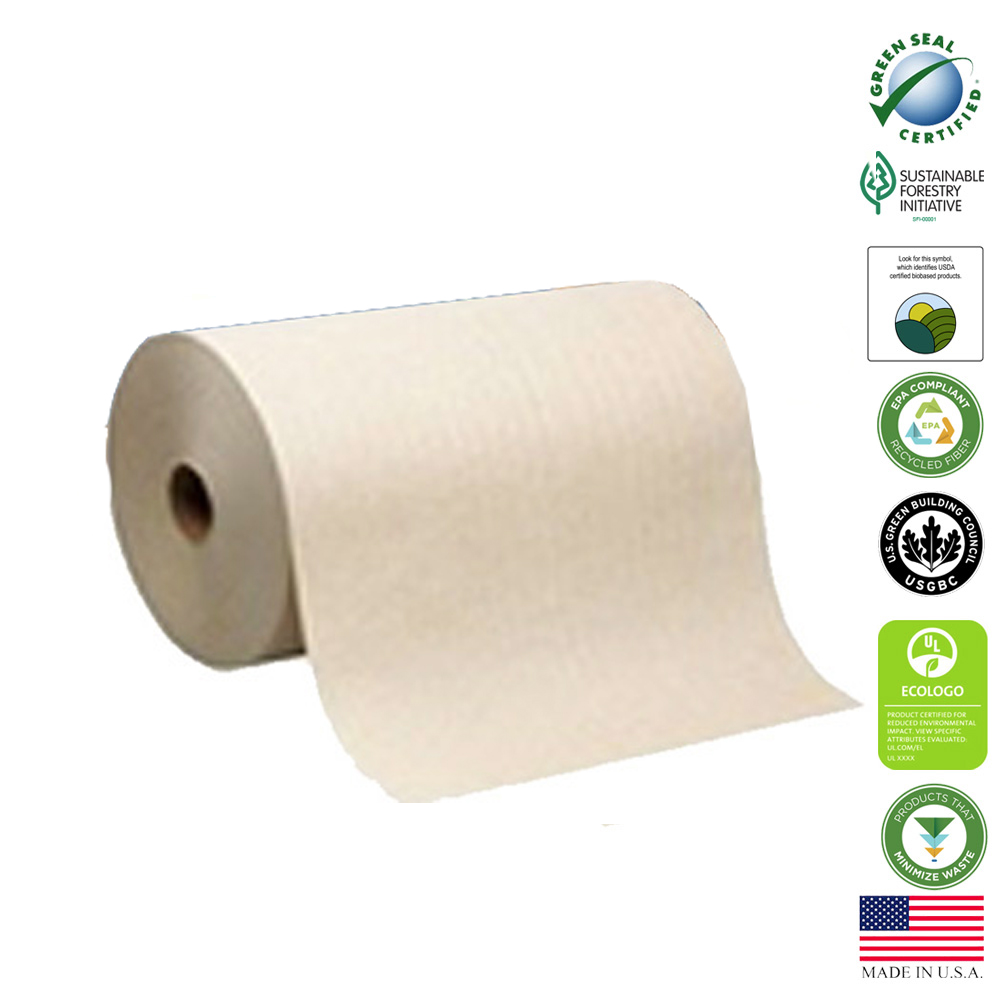 89440 Enmotion Roll Towel Brown 1 ply Recycled Paper 8"x700' 6/cs - 89440 ENMOTN BRN 8X700'RL TWL
