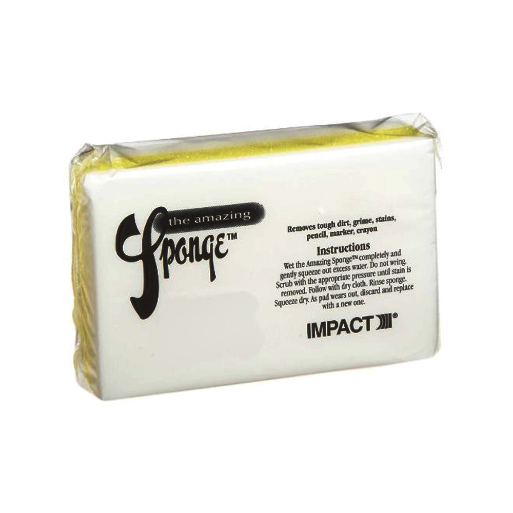 7150 Amazing White/Yellow 4.5"x2.75"x1.5" Sponge w/Magic Eraser 30/cs - 7150 SPONGE YELLOW/WHITE ERASE