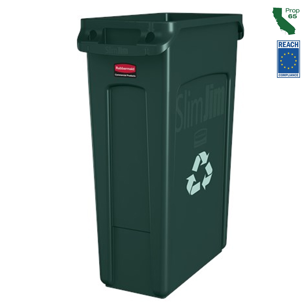 FG354007GRN Slim Jim Green 23 Gal. Vented Recycle Container 1 ea.