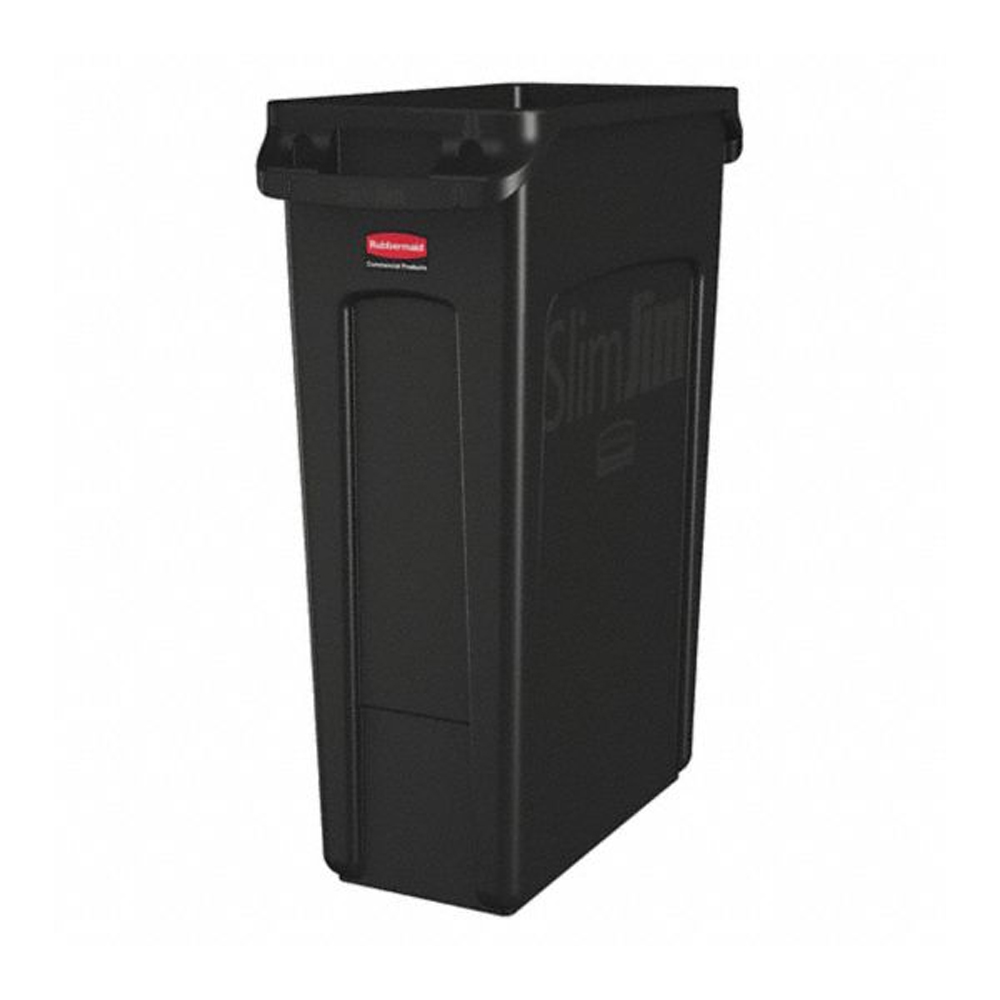 FG354060BLA Slim Jim Black 23 Gal. Vented Waste Container 1 ea. - FG354060BLA SLMJIM VNT WSTE CT