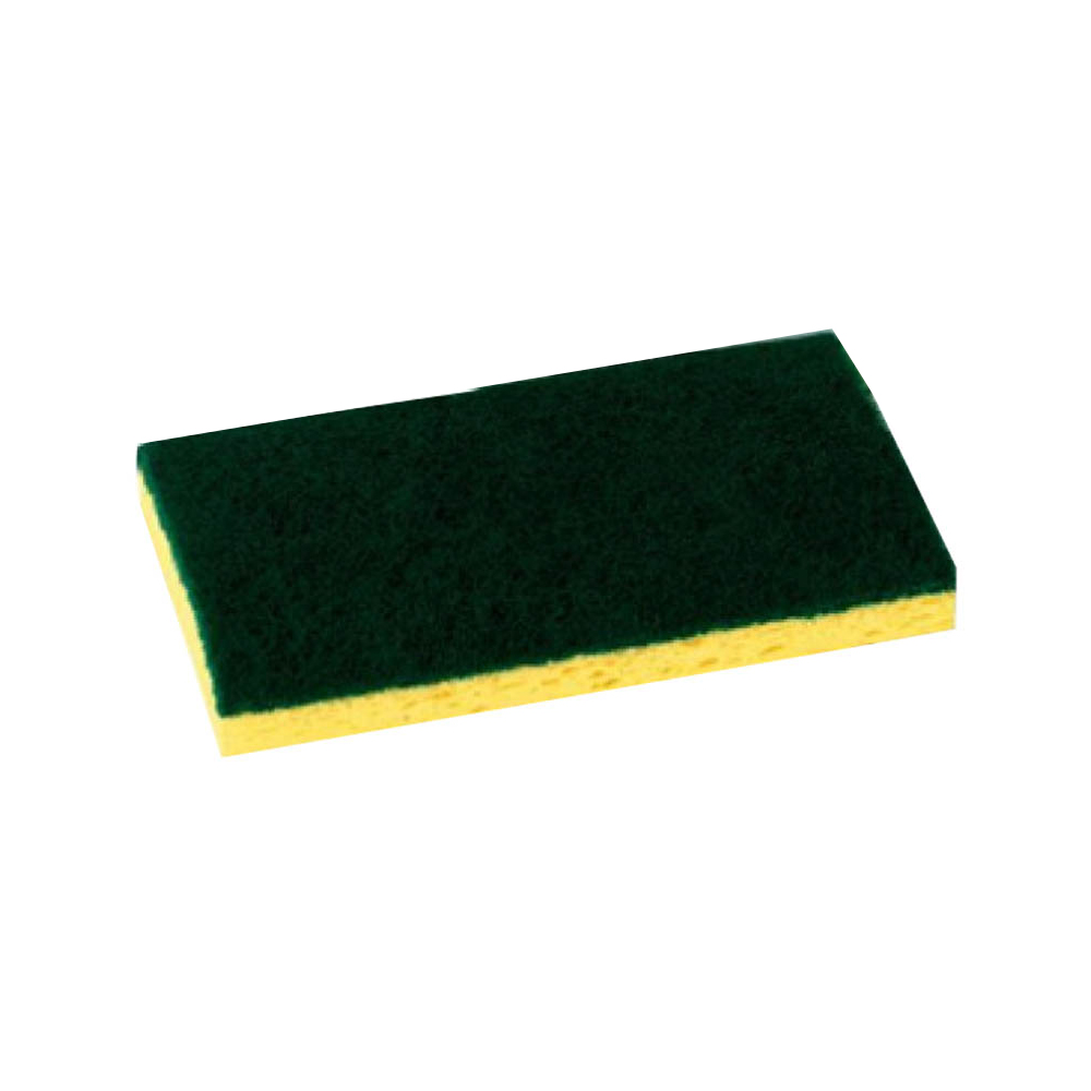 SC200 Green & Yellow 6"x3.375"x.75" Medium Duty Sponge Scrub Pad 8/5 cs - SC200 MED DUTY SCRUBBER SPONGE