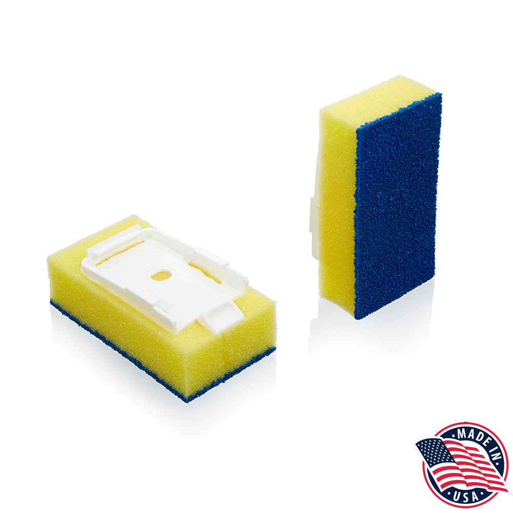 00303  Yellow Dishwasher Replacement Sponges w/Blue Scrubber Pads Refill 48/2 cs - 00303 DISHWAND SCRUB SPNG RFIL