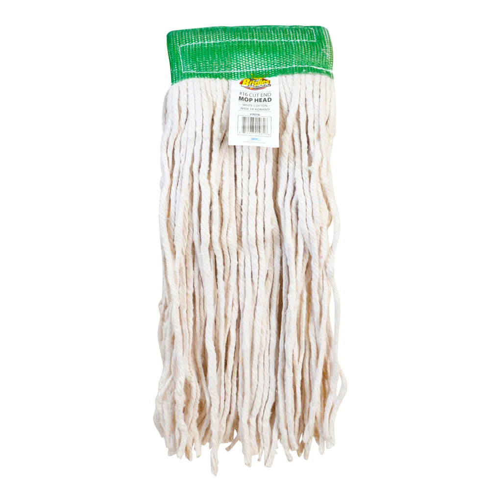 3016 White #16 Cut End Mop Head w/Green Band 12/cs