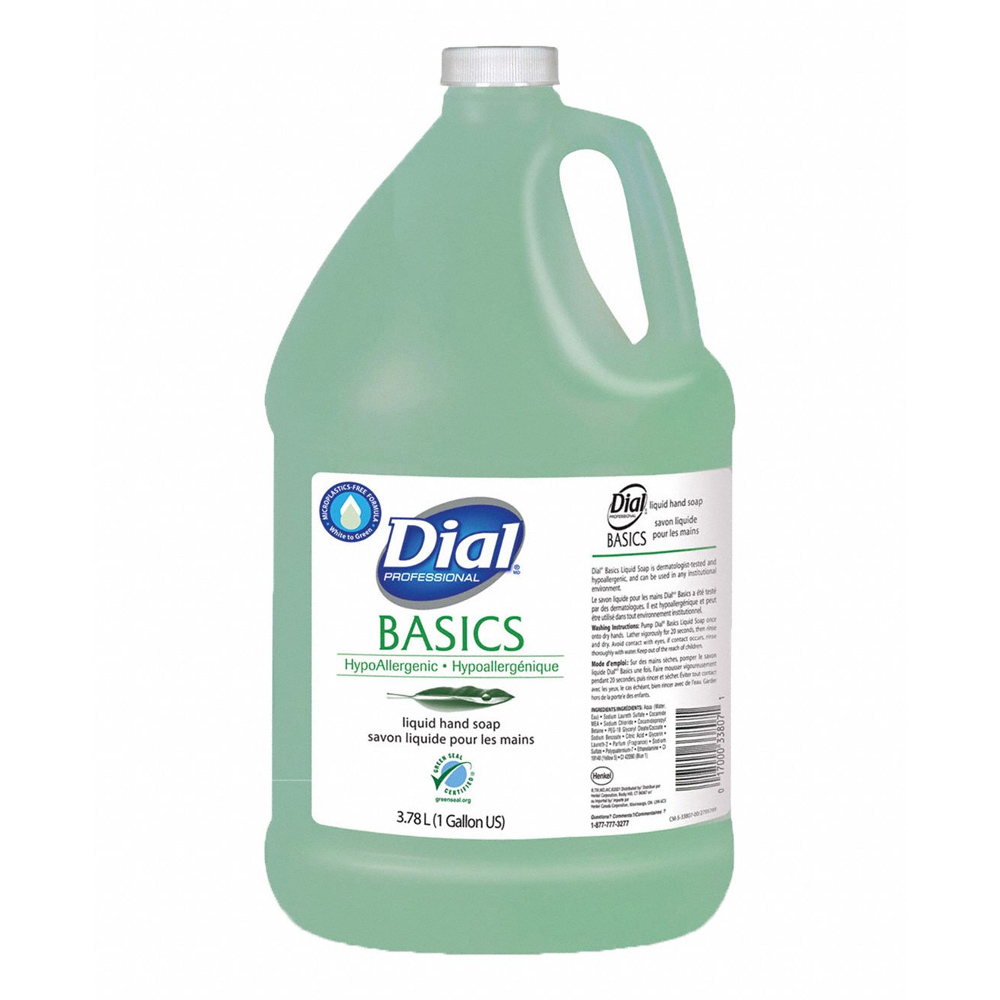 06047/33809 Dial Basics 1 Gal. Hypoallergenic Liquid Hand Soap Refill 4/cs - 06047/33809 DIAL HYPOAL HND SP