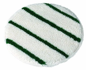 00738 White/Striped 17" Carpet Bonnet Pad Microfiber Fringed 6/cs