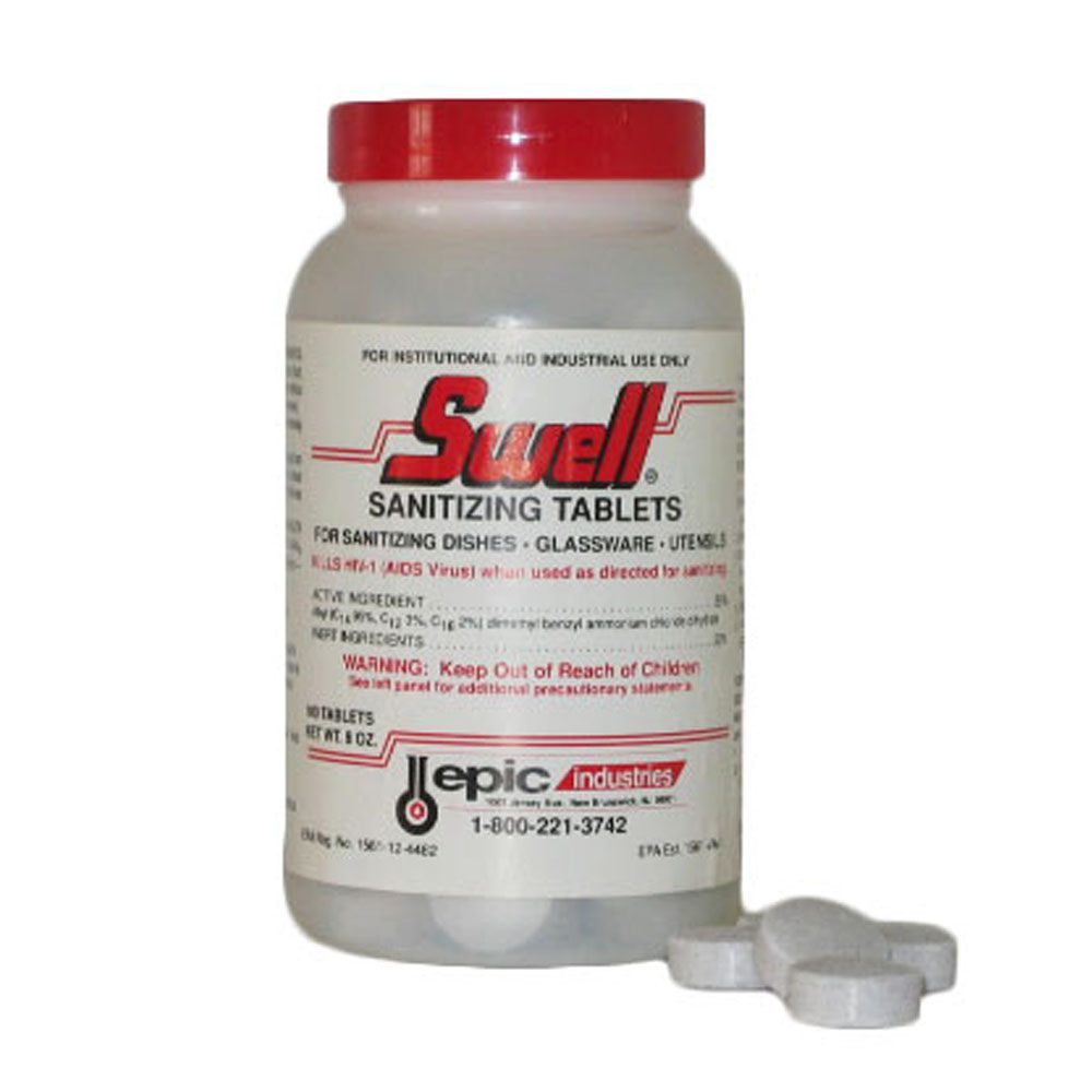 EP409006 Swell 8oz. Sanitizing Tablets 6/100 cs - SWELL SANITIZING TABLETS BOX