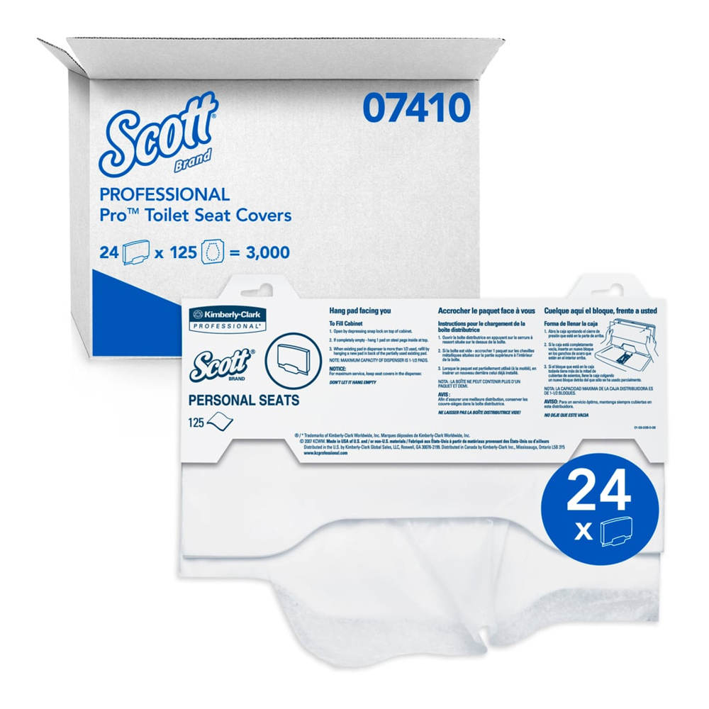 07410 Scott White Pro Toilet Seat Cover 24/125 cs - 07410 SCOTT TSEAT COVER 24 PKS