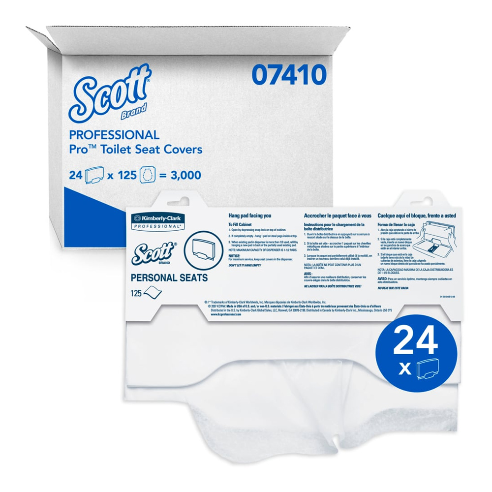 07410 Scott White Pro Toilet Seat Cover 24/125 cs