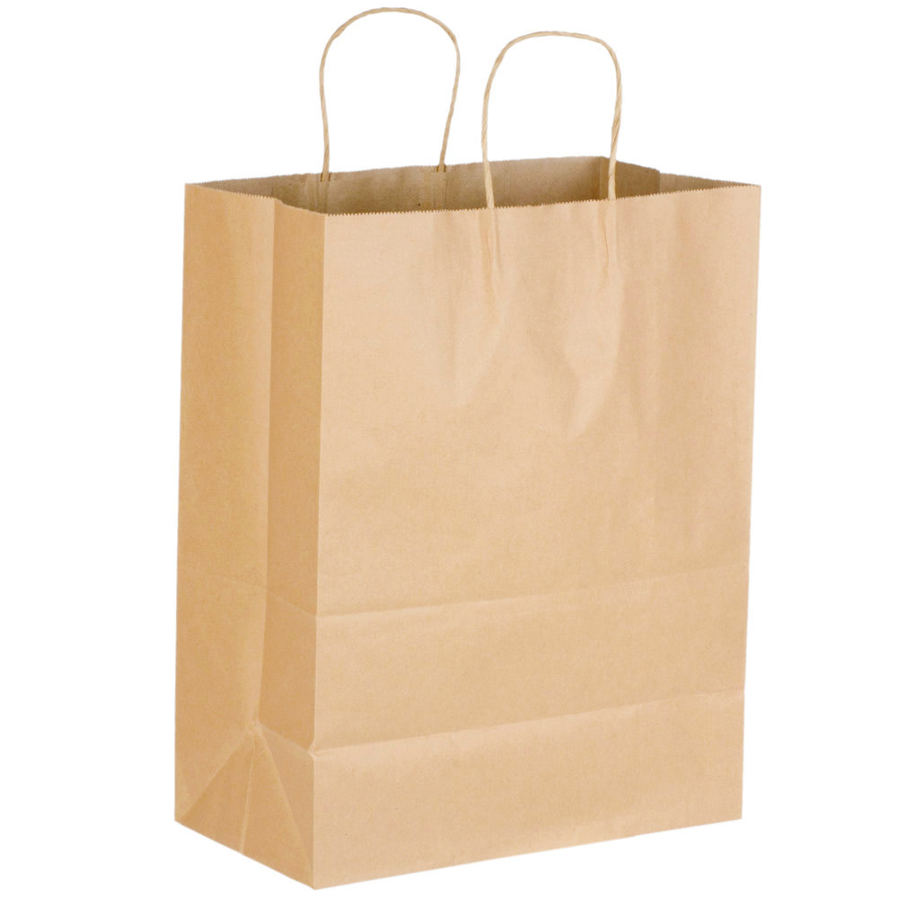 87128 Supermart Shopping Bag 65 lb. Kraft 13"x7"x17" Handle Paper 250/bd. - 87128 13X7X17 KFT65#SUPRMRTSHP