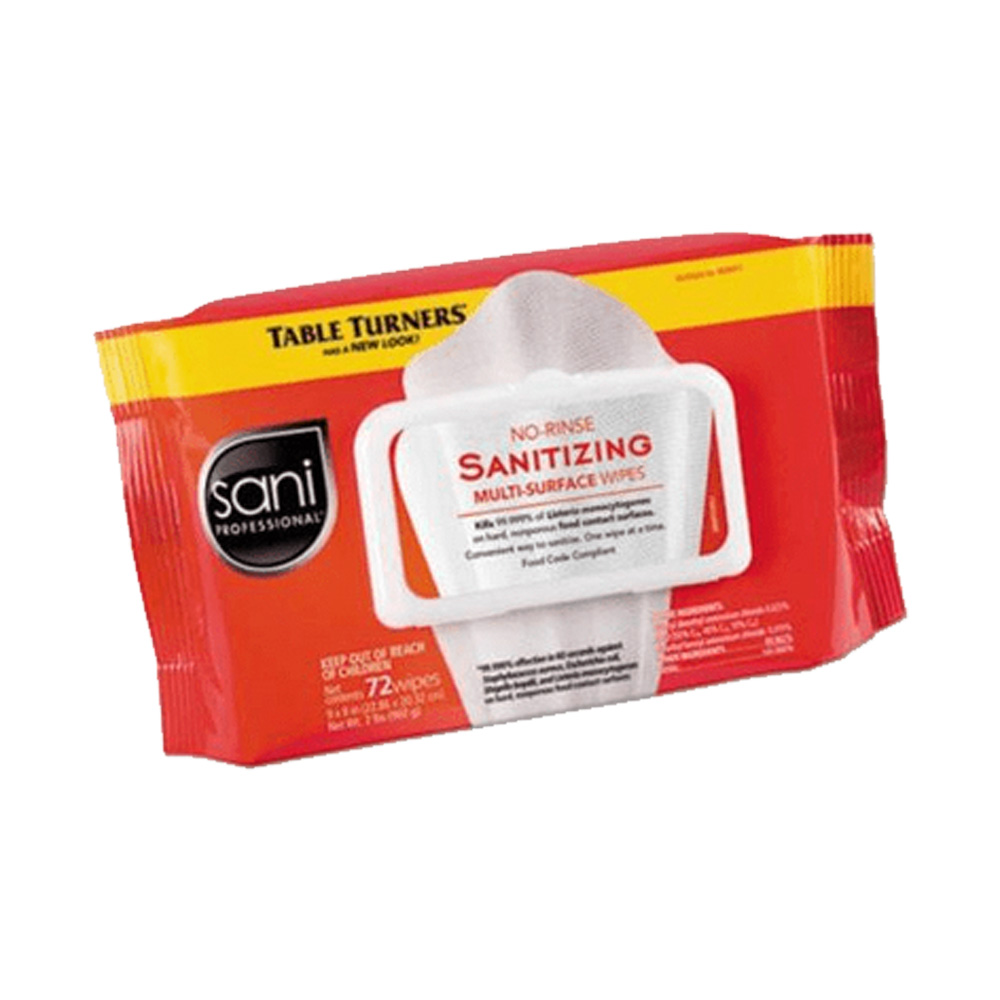 M30472 Sani Professional  White 9"x8" No-Rinse Multi-Surface Sanitizing Wipe 12/72 cs