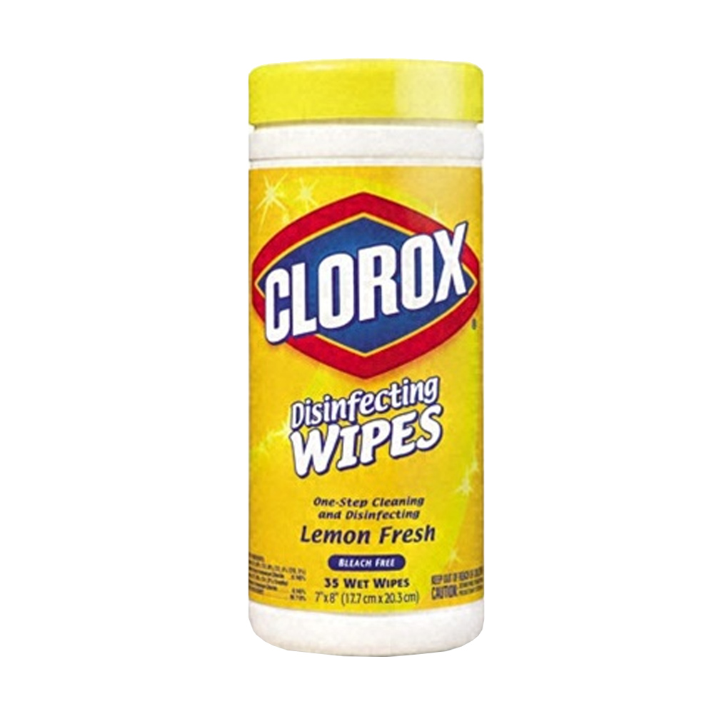 01594 Clorox 7"x8" Lemon Scent Disinfecting Wipe 12/35 cs - 01594 35CT CLRX LEM DISNF WIPE