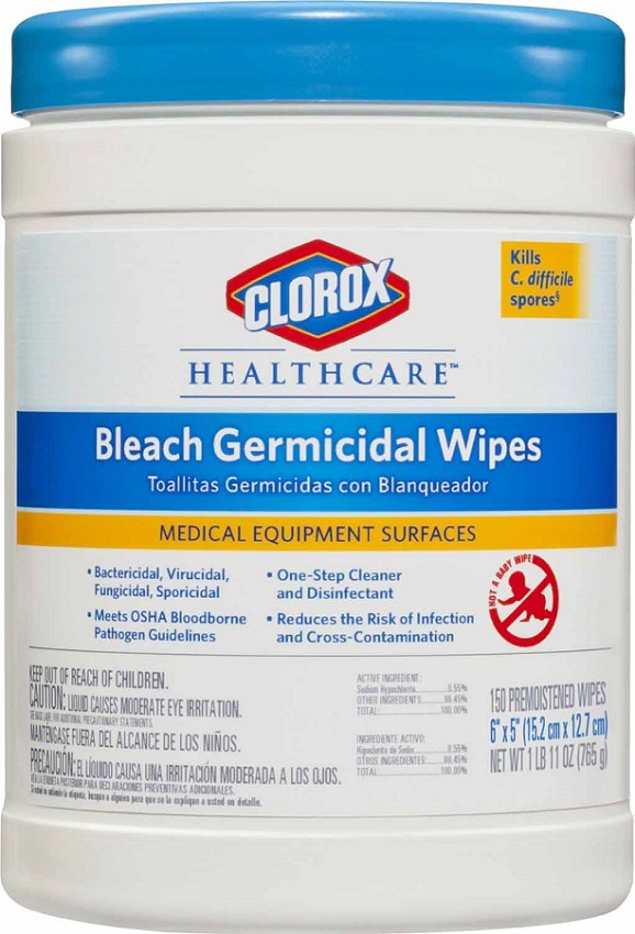 30577 Healthcare 6"x5" Germicidal Antibacterial & Sanitizing Wipes  6/150 cs - 30577 6x5 BLCH GRMCIDL WIPES