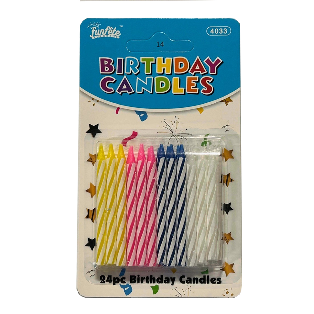 4033 Assorted Birthday Canldes 24 ct 24/24 cs