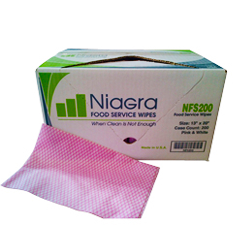 NFS200 Pink/White Food Service Wipe 13"x20" 2/100 cs - NFS200 PK/WH 13X20 FDSERV WIPE