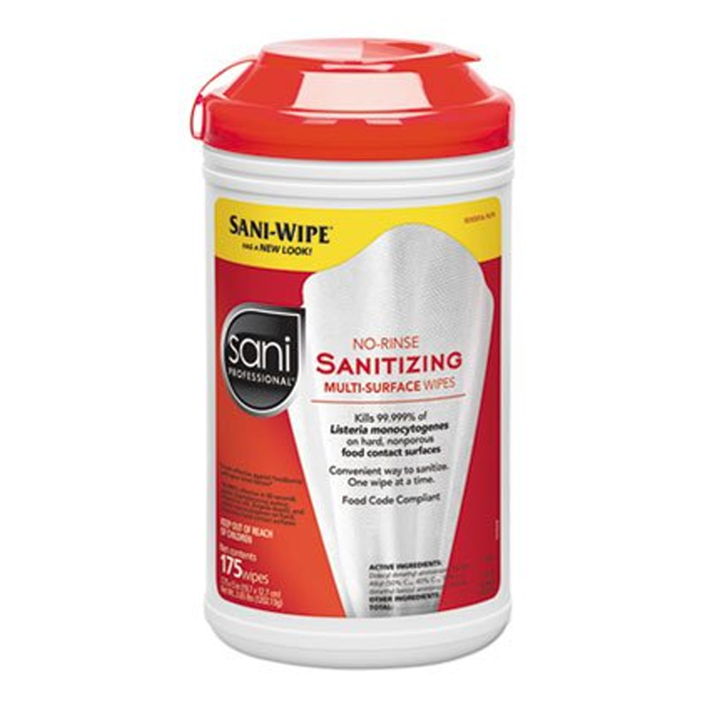 P66784 Sani Professional White 7.75"x5" No-Rinse  Disposable Sanitizing Probe Wipe 6/175 cs