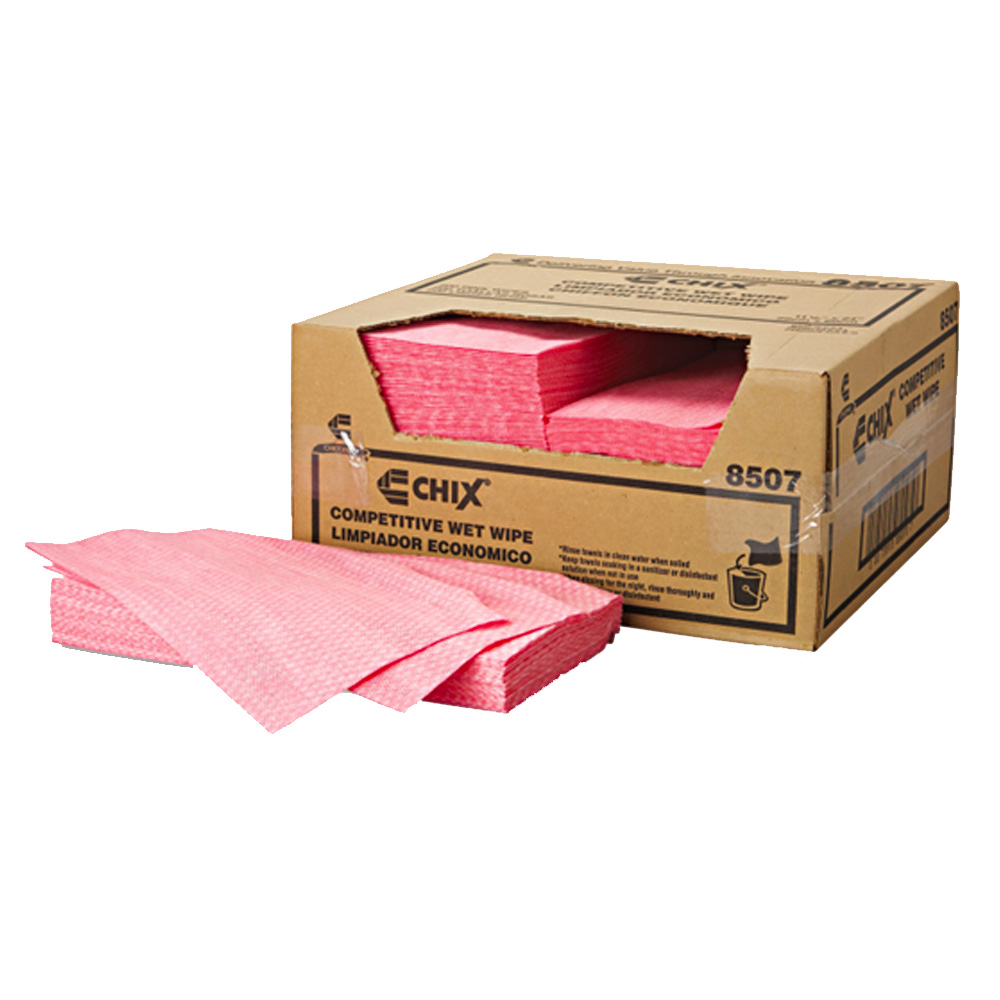 8507 Chix Pink 11.5"x24" Wet Wipes Towel 200/cs - 8507 PINK 11X24 CHIX WET WIPES