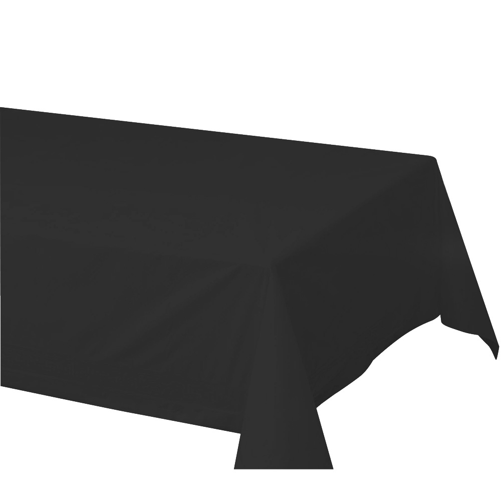 220613 Black 54"x108" 2 Ply Poly Tissue Table Cover 25/cs - 220613 BLK 54X108 TABLECOVER