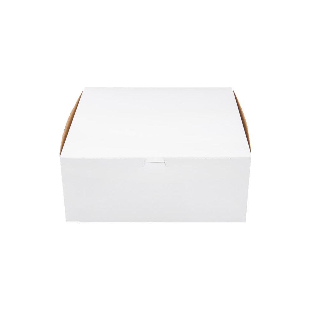 6125 White 12"x12"x5.5" Clay Cake Box 1pc Loc     k Corners 100/BD