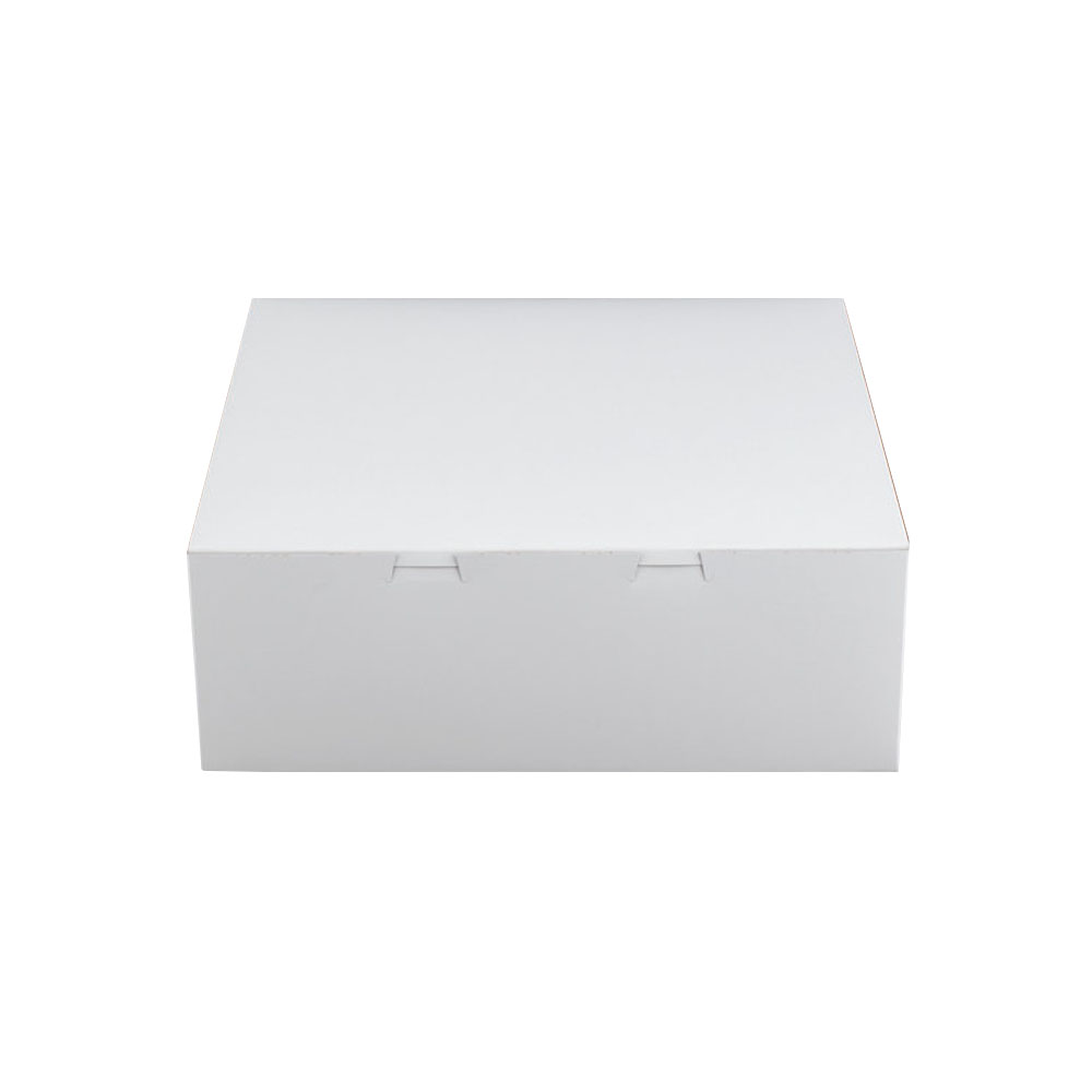 6142 White 14"x14"x5.5" Clay Cake Box 1pc Loc     k Corners 50/PK