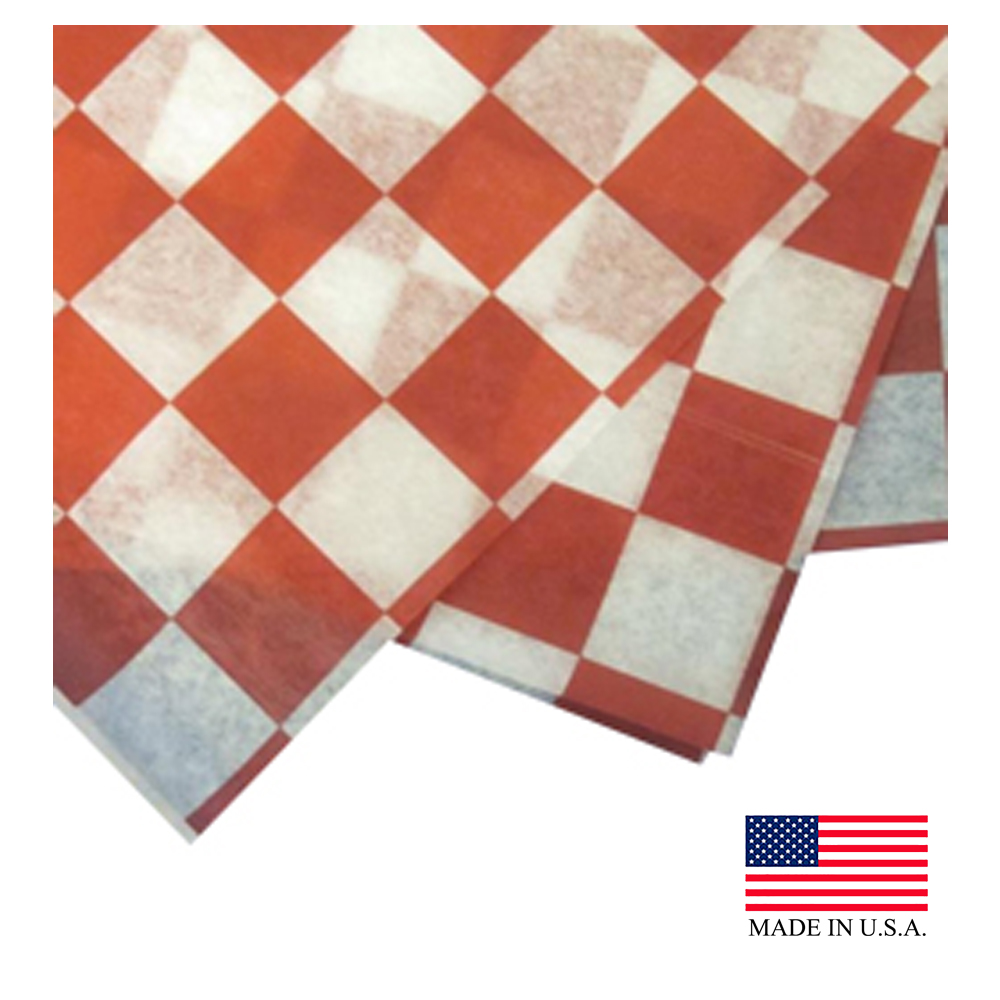 FP1212-RD-2M 12"x12" Red/White Dry Wax Checkered Sheets 2/1000 cs - FP1212-RD-2M 12X12 REDCK DRYWX